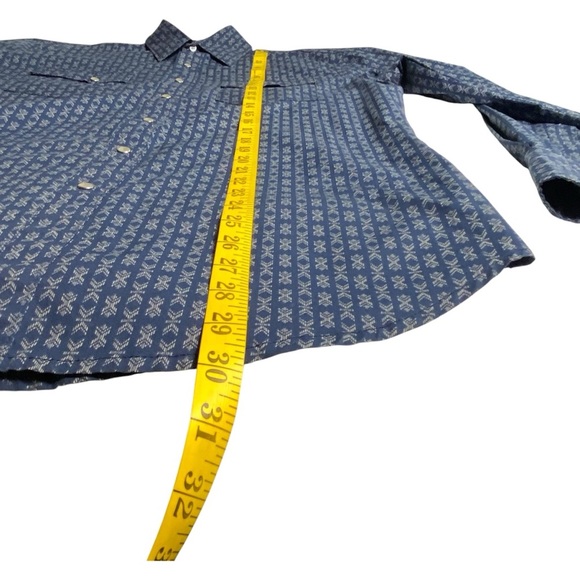 Wrangler Men's Blue/Grey Snap Button Shirt, M - Picture 5 of 7